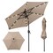 Costway 7.5 ft Solar Powered Patio Umbrella with LED Lights Push Button Tilt Crank Handle Beige/Gray/Navy/Black/Brown/Red